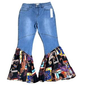 👖🌼 ANTHROPOLOGIE *NWT* Gemma + Jane Boho Flare Bell Bottom Jeans | Stretch Sz 12